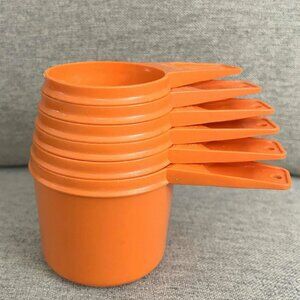 Vintage 6pc Tupperware Retro Orange Measuring Cups